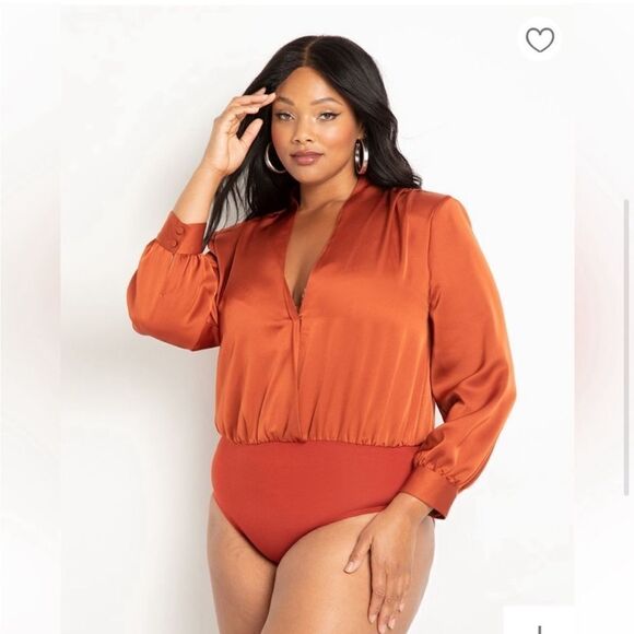 Eloquii Strong Shoulder Long Sleeve Bodysuit NWT - Picture 1 of 8
